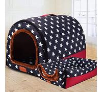 Cama grande 2 en 1 para perros con techo y cojín ortopédico lavable, cueva calmante de labrador, casa portátil iglú para perros antiansiedad, suave, cálida y cómoda