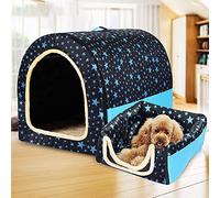 Cama grande 2 en 1 para perros con techo y cojín ortopédico lavable, cueva calmante de labrador, casa portátil iglú para perros antiansiedad, retiro suave y cálido