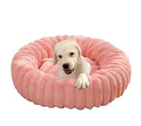 Cama grande de felpa para perros, cama calmante para perro, cojín de sofá grande, lavable, cálida y redonda para mascotas, para perros y gatos que duermen en interiores, antideslizante (rosa, 90 cm)