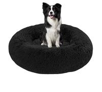 Cama grande lavable antiansiedad para perros en interiores, cama calmante para perros, felpa esponjosa, colchón redondo para mascotas, cojín cálido para mascotas con parte inferior antideslizante (90