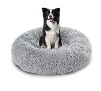 Cama grande lavable antiansiedad para perros en interiores, cama calmante para perros, felpa esponjosa, colchón redondo para mascotas, cojín cálido para mascotas con parte inferior antideslizante (150