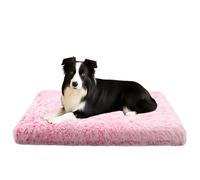 Cama grande lavable para perro, cojín de colchón esponjoso con cremallera, sofá cama antiansiedad, almohada calmante para jaula de mascotas con parte inferior antideslizante (50 x 40 x 5 cm, rosa)