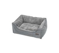 Feandrea Cama para Perros, Sofá de Lino para Mascotas, Bordes Elevados, Fondo Antideslizante, Funda Extraíble para Lavado, Tamaño L para Perros Medianos, 90 x 75 x 25 cm, Gris Claro PGW11GG