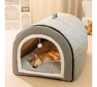 Cama grande para perro, 2 en 1, acogedor iglú para perros y gatos, saco de dormir cálido de felpa con cojín desmontable, cómodo nido para mascotas para razas pequeñas a medianas