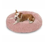 Cama grande para perro, lavable, antiansiedad, cojín cálido de dona, suave, redondo, para mascotas, gatos, antideslizante, tamaño mediano y grande (70 x 70 x 20 cm, rosa)