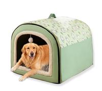 Cama grande para perros 2 en 1, cueva calmante para mascotas al aire libre, lujosa casa extraíble para perros con cojín antiansiedad, base antideslizante impermeable, cama suave para perros y gatos de