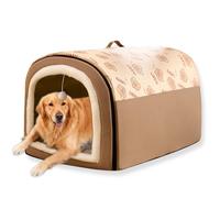Cama grande para perros 2 en 1, cueva calmante para mascotas al aire libre, lujosa casa extraíble para perros con cojín antiansiedad, base antideslizante impermeable, cama suave para perros y gatos de