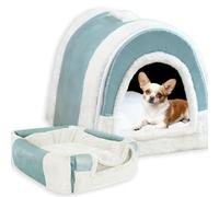 Cama grande para perros 2 en 1, cueva calmante para mascotas, impermeable, casa de felpa para perros con cojín extraíble suave antiansiedad, colchón de rejilla antideslizante, cama cálida para perros