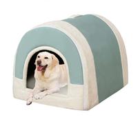 Cama grande para perros, cama cálida XL/XXL para gatos de interior, cueva 2 en 1 para mascotas con asa, antiansiedad, caseta para perros medianos y pequeños, gatos, antideslizante (verde, 2XL-31.5 x