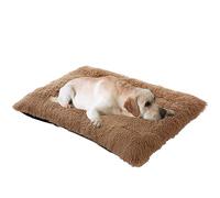 Cama grande para perros con diseño antiansiedad, parte inferior antideslizante y manta de 120 x 90 x 10 cm (caqui), ideal para perros y gatos medianos y pequeños