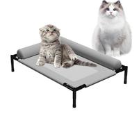 Cama grande para perros con perro elevado, perros interiores al aire libre, gatos, cunas, hamaca refrescante con mascota elevada | Marco de metal extraíble con red transpirable, cojín adicional