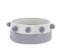 Cama hecha a mano de algodón tejida con pompones, nido redondo, lavable, natural, transpirable, casa para gatos de interior, cesta de cama tejida de algodón, nido redondo pequeño para gatos de