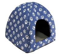 Cama iglú Huellas para perros y gatos color Azul