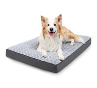 Cama impermeable para perros grandes, terciopelo rosa suave y esponjoso, lavable, con funda extraíble y parte inferior antideslizante, 35 x 22 pulgadas, gris claro