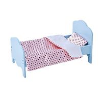 Cama individual azul y ropa de cama de estampado de lunares para muñeca de 46 cm Little Princess TD-11929-1K