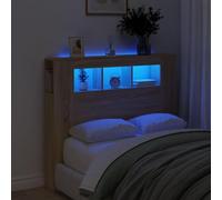 Cama individual e con carros Sto y luces LED, 120 cm, diseño de madera de roble Sonoma, piel de dormitorio slish y funcional, 120 x 103,5 cm
