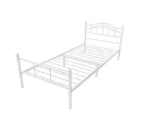 Cama individual florenz con cabecero y somier metal 120x200 - blanco [en.casa]