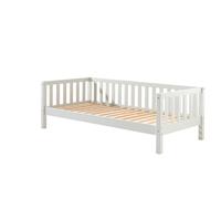FURNLUX Fritz - Cama alta para niños, 90 x 200 cm, pino macizo, color blanco, diseño minimalista, rieles de tres lados, 99 x 212 x 68 cm