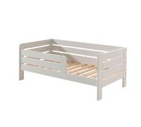 FURNLUX Cuna blanca, 76 x 144 x 56 cm, 23 kg, madera maciza de pino, requiere montaje, rectangular, con instrucciones de montaje, con rejilla de seguridad