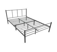 Cama individual laos con somier - metal - 120 x 200cm - gris oscuro mate [en.casa]