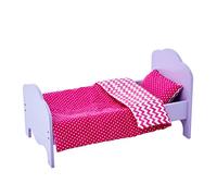 Cama individual morada y ropa de cama de estampado de cabrio moderno para muñeca de 46 cm Little Princess TD-11929-1G