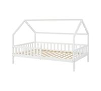 Cama infantil cabaña ydre regulable en altura pino 120x200cm - blanco [en.casa]