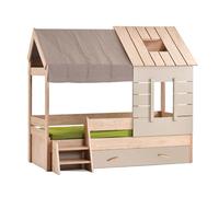 Cama infantil casita + cajón aglomerado gris 90x200cm 185 cm