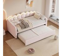 Cama infantil de 90 x 200 cm, tapizada con cama nido, sofá cama con somier, somier de láminas, cama de día o sofá cama de terciopelo, cama juvenil/funcional sin colchón (rosa 3)