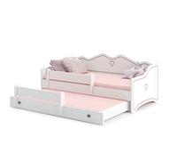 Cama infantil EMMA 160x80, blanca - Cama nido incluida
