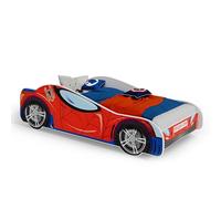KOBI Cama Infantil SPIDERCAR 160x80, Multicolor, Motivo Spiderman, superhéroe, Cama para habitación Infantil, para niño