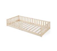Cama infantil tanna con barandilla 90x200 cm - natural [en.casa]