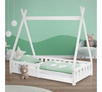 Cama infantil tipi diseño india casita blanco madera niños de cuento 160x80cm