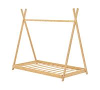 [en.casa] Cama Infantil Diseño Tipi Cama Montessori para Niños con Somier 90 x 200 cm Carga Máx. 200 kg Bambú 208 x 97 x 155 cm - Color Natural