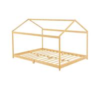 [en.casa] Cama Infantil Vindafjord en Forma de Casa Cama para Niños con Somier 120 x 200 cm Carga Máx. 200 kg Bambú 205 x 126 x 134 cm - Color Natural