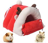 Cama Invierno Animales Pequeños, Cama para Conejillos de Indias, Cama para Mascotas Chinchilla, Cama de Hámster Cálida de Invierno, Cueva Casa de Hámster Suave Lavable y Cálida, para Hámster (Rojo)