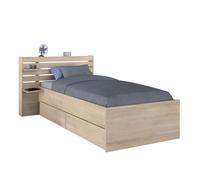 Cama juvenil eik con 2 cajones inferiores roble japonés 90x190-200