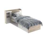 Cama juvenil life con cabecero color roble kronberg y blanco 90x190-200 cm