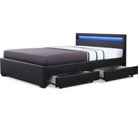 Cama led "nico" 140 × 190 cm - negro