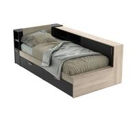 Miroytengo Cama Life con Almacenaje Dormitorio Juvenil Negro y Roble Kronberg 90x190-200 cm