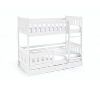 FURNLUX LILA - Litera, 190 x 80 cm, color blanco, madera de pino, 198 x 86 x 141 cm, cuna con espacio de almacenamiento