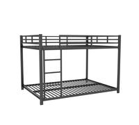 Cama litera para niños de metal 140x200 cm, y barandillas de seguridad, sin colchón, Negro