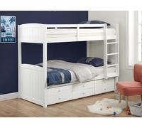 Cama litera separable ANCHISE - 90x190cm - Con compartimentos - Lacado blanco