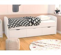Cama LOUANE con 2 cajones y 1 arcón - 90 x 190 cm - Blanco