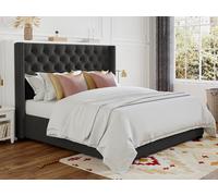 Cama MASSIMO con cabecero capitoné - 180x200 - Tela gris