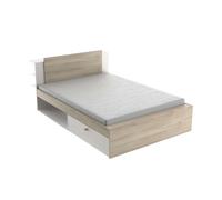 Cama matrimonio life en color roble kronberg y blanco mate con cabecero y 2 cajones 135-140x190-200 cm