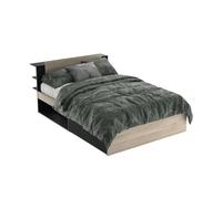 Cama matrimonio life en color roble kronberg y negro mate con cabecero y 2 cajones 135/140x190/200 cm