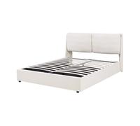 Cama matrimonio lunner somier abatible 140x200cm beige [en.casa]