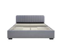 Cama matrimonio nofrenna 4 cajones tapizada lino 160x200 cm gris [en.casa]