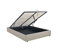 Cama matrimonio nola somier abatible lino 140x200cm beige [en.casa]