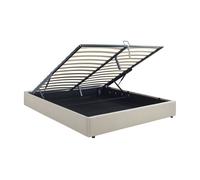 Cama matrimonio nola somier abatible lino 160x200cm beige [en.casa]